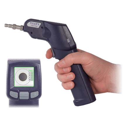 Battery powered auto-focus pass/fail microscope